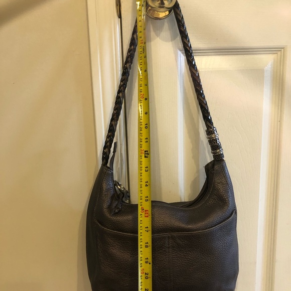 Brighton metallic slate grey hobo bag with sterling silver plated strap detail - Picture 12 of 14